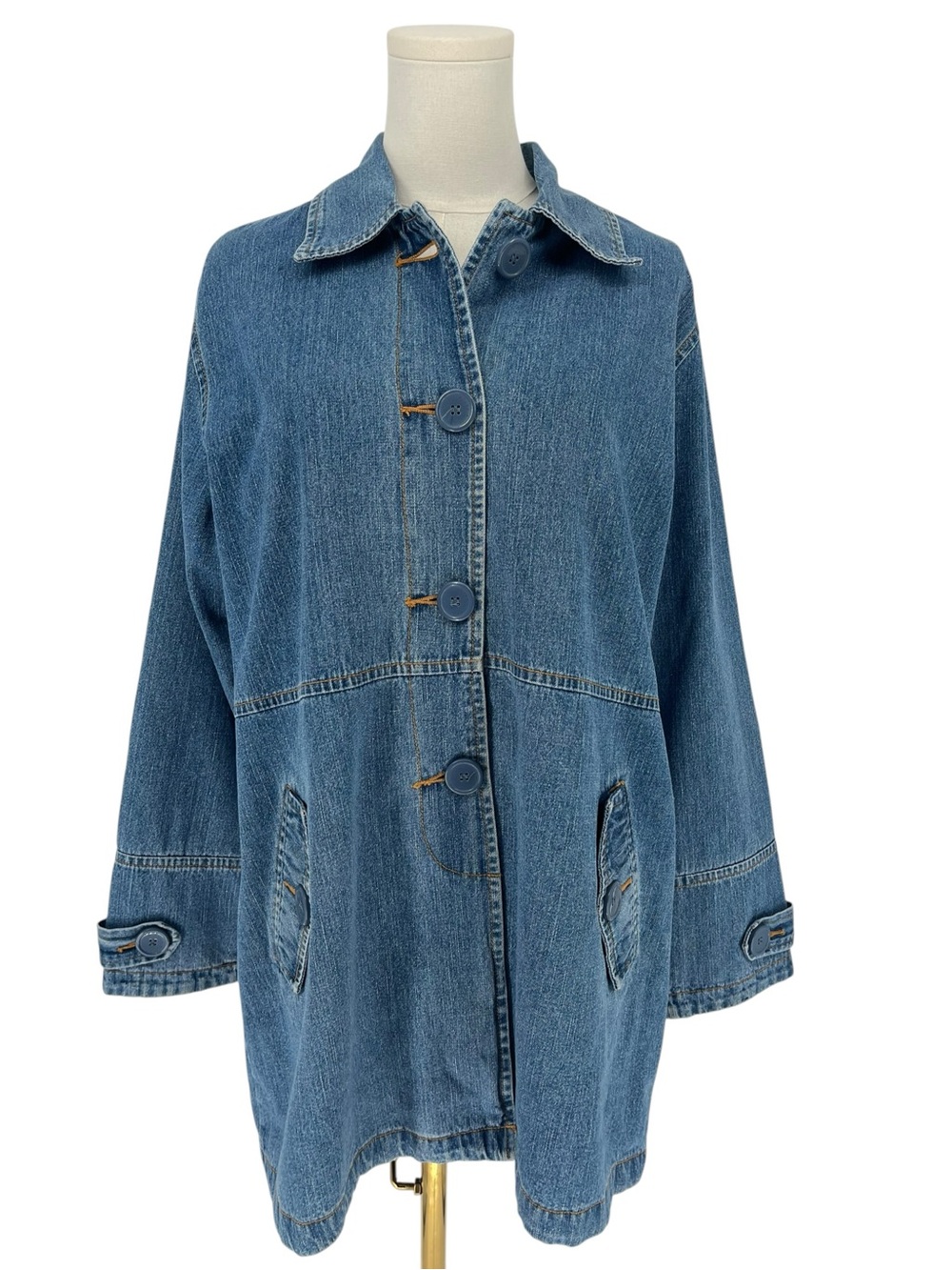 Vintage Bill Blass Jeanswear Denim Duster Chore Jacket Paisley Lined Boho 14P
